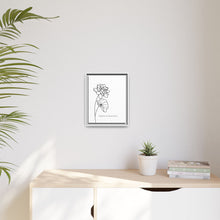 Load image into Gallery viewer, Framed Matte Canvas Wall Art – Minimal Floral “Strong Is Beautiful” Print