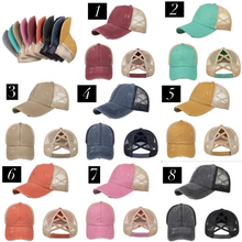Load image into Gallery viewer, Custom Design Distressed Ponytail Hats