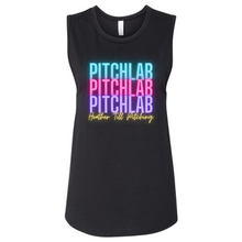 Load image into Gallery viewer, PitchLab Neon Stacked Bella+Canvas Muscle Tank
