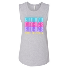 Load image into Gallery viewer, PitchLab Neon Stacked Bella+Canvas Muscle Tank
