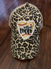 Load image into Gallery viewer, Softball Mom Distressed Ponytail Hat
